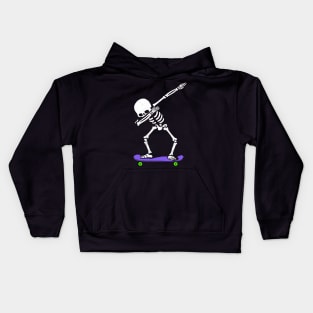 Halloween Dabbing Skeleton SKATEBOARD T-Shirt Dab Skate WHITE Kids Hoodie